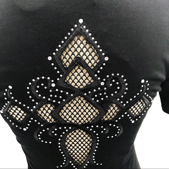 Tee with large mesh cross; rhinestones NWT - Picture 5 of 7